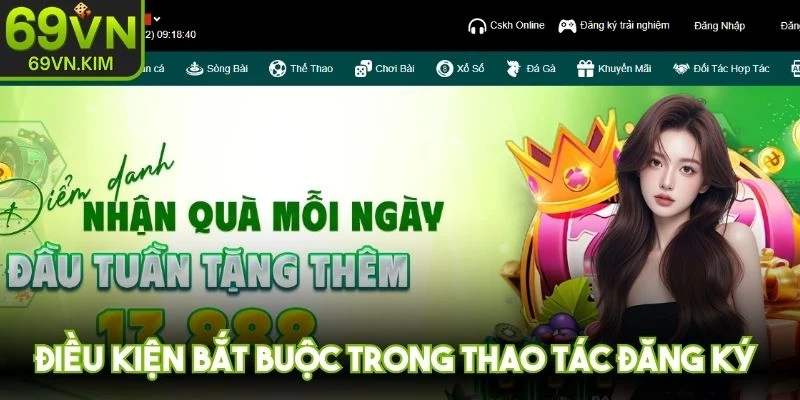 Điều kiện bắt buộc trong thao tác đăng ký 69VN